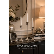 Luna Luxe Home Tulip Elegance | Üçlü Metal Dekoratif Şamdan Mumluk Seti (Gold/gümüş)