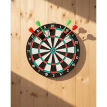 Renas Store 15 Inç Dart Tahtası 4 Metal Uçlu Dart Oku Dayanıklı Ahşap Gövde