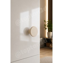 Toptan3D Açık Bej Geniş Düğme Kulp - Modern ve Şık Dolap, Gardırop, Şifonyer, Komodin ve Çekmece Kulpu (Vida Dahil)