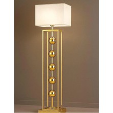Venüs Nova Venüs Gacrux | Modern Gold Metal Lambader | Beyaz Gold Şerit Kumaş Başlık | Ayaklı Aydınlatma(2mm)