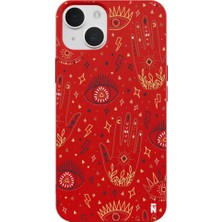 Casen iPhone 14 Kırmızı Lansman Renkli Silikon I'm Mysterious Tasarımlı Kamera Korumalı Telefon Kılıf