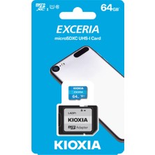 Kaia Life Kıoxıa 64GB Exceria, LMEX1L064GG2, Uhs-1, CL10, 100MB/S, Microsd Kart Bellek (Sd Adaptörlü)