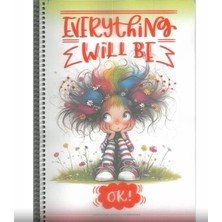 Gıpta "everything Will Be Ok" Pp Kapak 80YP Kareli Okul Defteri