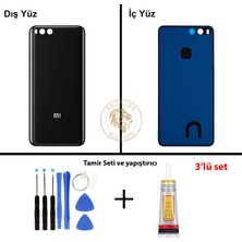 Arsking Xiaomi Mi 6 Siyah Arka Pil Kapağı Batarya Kapağı Lazer Kesim + Yapıştırıcı ve Vida Seti