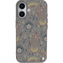 Casen iPhone 17 Gri Lansman Renkli Silikon I'm Mysterious Tasarımlı Kamera Korumalı Telefon Kılıf