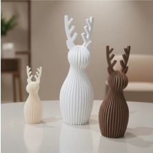 Decorius 3'Lü Geyik Dekoratif Set - Beyaz Kahverengi Ten Rengi Geyik Seti - Boy Sıralı Dekoratif Set - Dekoratif Geyikler