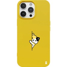 Casen iPhone 14 Pro Max Sarı Lansman Renkli Silikon Cat Lover Kedi Tasarımlı Kılıf