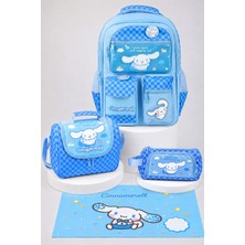 x Dekomus Lisanslı Cinnamoroll Blue Cloud Collection Okul,termoslu Beslenme ve Kalem Çantası,beslenme Örtüsü Seti