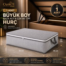 ÇİÇEKCE HOME Hurç 1 Adet Antrasit Gri Çizgili Büyük Boy Baza Altı Hurç 65X45X22CM Fermuarlı