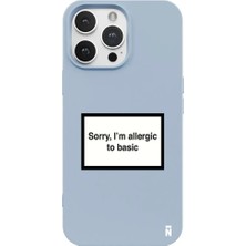 Casen iPhone 16 Pro Mavi Lansman Renkli Silikon I'm Allergic Yazılı Kamera Korumalı Telefon Kılıf