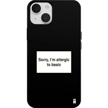 Casen iPhone 15 Plus Siyah Lansman Renkli Silikon I'm Allergic Yazılı Kamera Korumalı Telefon Kılıf