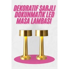 Astraltech Altın Rengi Masa ve Gece Lambası Dokunmatik Şarjlı Masa Lambası