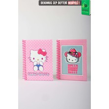 x Dekomus Lisanslı Hello Kitty Özel Tasarım A6 Bloknot Çizgisiz 80 Yaprak Tek Adet
