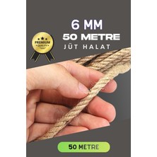 Marsilyan 6 mm 50 Metre Jüt Halat Dekoratif Hasır Ip Urgan Süs