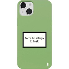 Casen iPhone 14 Plus Yeşil Lansman Renkli Silikon I'm Allergic Yazılı Kamera Korumalı Telefon Kılıf