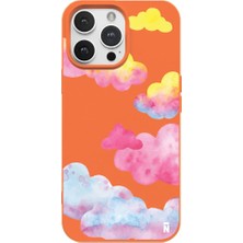 Casen iPhone 16 Pro Max Turuncu Lansman Renkli Silikon Colorful Bulut Tasarımlı Kılıf