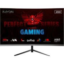 Kaia Life Raydın MM24RFA-200HZ, 23.6", 1ms, 200Hz, Full Hd, 300 Nits, Hdmı, Dp, Hoparlör, Va Led, R1650 Curved, Frameless, Freesync Gaming Monitör