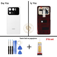 Arsking Xiaomi 11 Ultra Beyaz Arka Pil Kapağı Batarya Kapağı Lazer Kesim + Yapıştırıcı ve Vida Seti