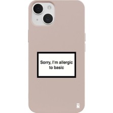 Casen iPhone 14 Pudra Lansman Renkli Silikon I'm Allergic Yazılı Kamera Korumalı Telefon Kılıf