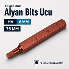 Rico 1 Adet S2 Çelik Mıknatıslı Uzun Alyan Bits Ucu H6 6 mm 75 mm 10 mm Altıgen Allen Vidalama Ucu