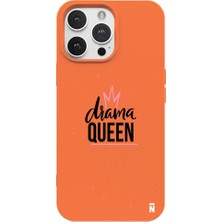 Casen iPhone 14 Pro Turuncu Lansman Renkli Silikon Drama Queen Tasarımlı Premium Kılıf