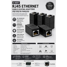 Derwell 5 Adet RJ45 Ethernet Kablo Uzatma Adaptörü Dişi Dişi Ek Parçası Internet Konnektör Çoklayıcı Dağıtıcı Aparatı Cat6 Cat7 Cat5 Uyumlu Ağ Bağlantı Elemanı Lan Ethernet Kablosu Birleştirici