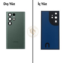 Arsking Samsung S22 Ultra Yeşil Arka Pil Kapağı Batarya Kapağı Lazer Kesim Back Cover