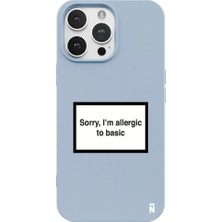 Casen iPhone 15 Pro Mavi Lansman Renkli Silikon I'm Allergic Yazılı Kamera Korumalı Telefon Kılıf