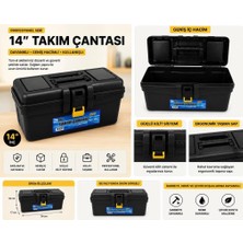 Abnturk 14'' Sağlam Kilitli Profesyonel Takım Çantası-Dayanıklı Geniş Hacimli Alet Çantası 34X17X16CM