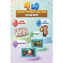 Farbu Oyuncak Eğitici Öğterici ve Eğlenceli 4'lü Frame Yapboz Hikayeli Yapboz ve Bul-Tak Oyun Seti