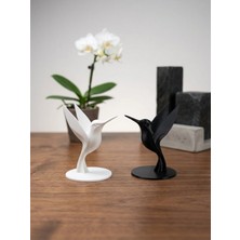 Decorius Minimalist Geometrik Kolibri (Sinek Kuşu) Biblo Seti - Siyah & Beyaz 2'li Dekoratif Obje