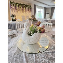 Decorius Dekoratif Beyaz Kuğu Düğün, Nikah ve Kına Masa Süsü | Kuğu Figürü | Nişan, Söz, Gelin Masası, Sehpa ve Ev Dekorasyonu İçin Şık Hediyelik Aksesuar