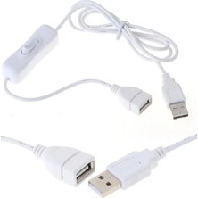 Derwell 1 Metre USB Uzatma On/off Açma Kapama Anahtarlı Yüksek Hız USB Uzatma Kablosu Uzatıcı Ara Kablosu 1mt Dişi Erkek USB 2.0 Kablo Beyaz