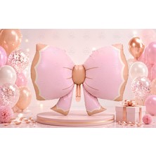 Parti Dükkanı Retro Pembe Fiyonk Folyo Balon 92 x 58,5 cm Helyum Uyumlu Doğum Günü Baby Shower Nişan Parti Süsü