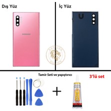 Arsking Samsung Note 10 Plus Pembe Arka Pil Kapağı Batarya Kapağı Lazer Kesim + Yapıştırıcı ve Vida Seti