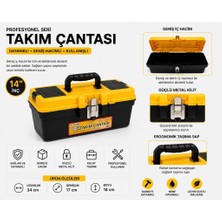 Abnturk 14'' Paslanmaz Çelik Kilit Sistemli Profesyonel Takım Çantası-Dayanıklı Geniş Hacimli Alet Çantası 34X17X16CM