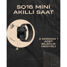 M Merc Giyim Sq-16 Mini Series 10 Akıllı Saat | Şık ve Hafif Tasarım, 3 Kordon Seçeneği
