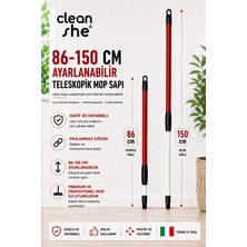 Cleanshe Max Flex Teleskopik Mop Sapı | Premium ve Profesyonel Mop Uyumludur | Cam Silerken Kullanılabilir