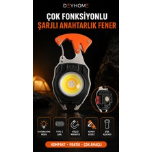 Deyhome 7 Işık Modlu Çok Fonksiyonlu Karabinalı LED Kamp Feneri | USB Şarjlı Çakmaklı Güçlü Mıknatıslı Acil Durum El Feneri