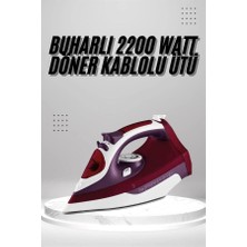 Teknodayım Seramik Tabanlı Kırmızı 2200 Watt Şok Buharlı Ütü Yeni Nesil