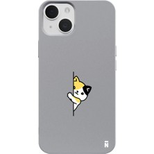 Casen iPhone 14 Gri Lansman Renkli Silikon Cat Lover Kedi Tasarımlı Kamera Korumalı Telefon Kılıf