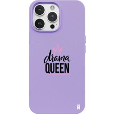Casen iPhone 14 Pro Max Lila Lansman Renkli Silikon Drama Queen Tasarımlı Premium Kılıf