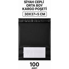Marsilyan Siyah Cepli Orta Boy Kargo Poşeti 30X37+5 cm 100 Adet