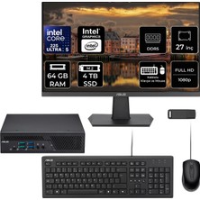 Asus Expertcenter PB64 Core Ultra 5 225 64GB Ram 4tb SSD 27" Full Hd Monitör Freedos PB64-B50060MHP735 Mini Masaüstü Bilgisayar + Per4 USB Bellek