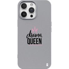 Casen iPhone 15 Pro Gri Lansman Renkli Silikon Drama Queen Tasarımlı Premium Kılıf