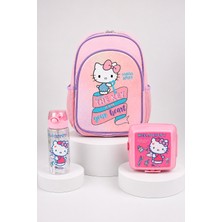 x Dekomus Heart Key Collection Hello Kitty Lisanslı Ilkokul Çantası Beslenme Kabı ve Matara Seti