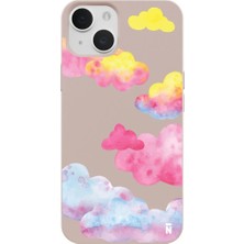 Casen iPhone 13 Pudra Lansman Renkli Silikon Colorful Bulut Tasarımlı Kamera Korumalı Telefon Kılıf