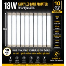 Econa 10 Adet Set- LED Bant Armatür 60 cm Beyaz Işık Yüksek Lümenli Sıva Üstü Mutfak Atölye Aydınlatma,tavan Lambası ,led Lamba,otopark Lambası