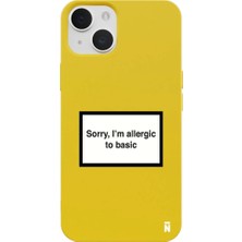 Casen iPhone 14 Plus Sarı Lansman Renkli Silikon I'm Allergic Yazılı Kamera Korumalı Telefon Kılıf