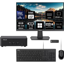 Asus Expertcenter PB64 Core Ultra 5 225 96GB Ram 2tb SSD 23.8" Full Hd Monitör WIN11 Pro PB64-B50060MHP644 Mini Masaüstü Bilgisayar + Per4 USB Bellek